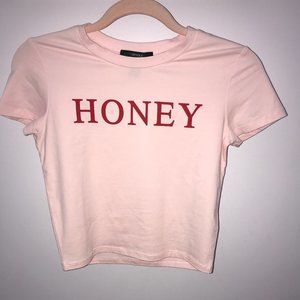 Pink Cropped "Honey" Top